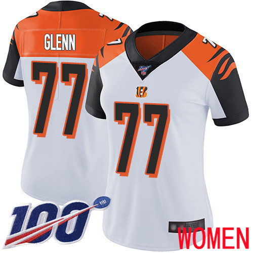 Cincinnati Bengals Limited White Women Cordy Glenn Road Jersey NFL Footballl #77 100th Season Vapor Untouchable->youth nfl jersey->Youth Jersey